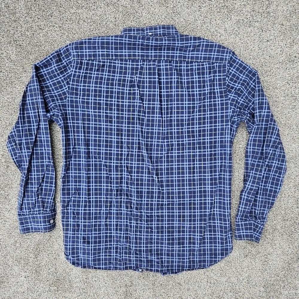 J. Crew Vintage Classic Blue White Button Down Long Sleeve Shirt Mens Size Large